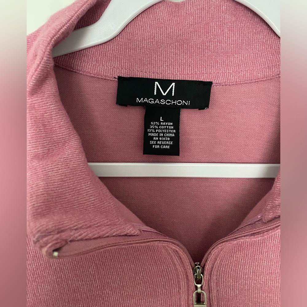 Magaschoni Men’s Pink Zip Up Sweater